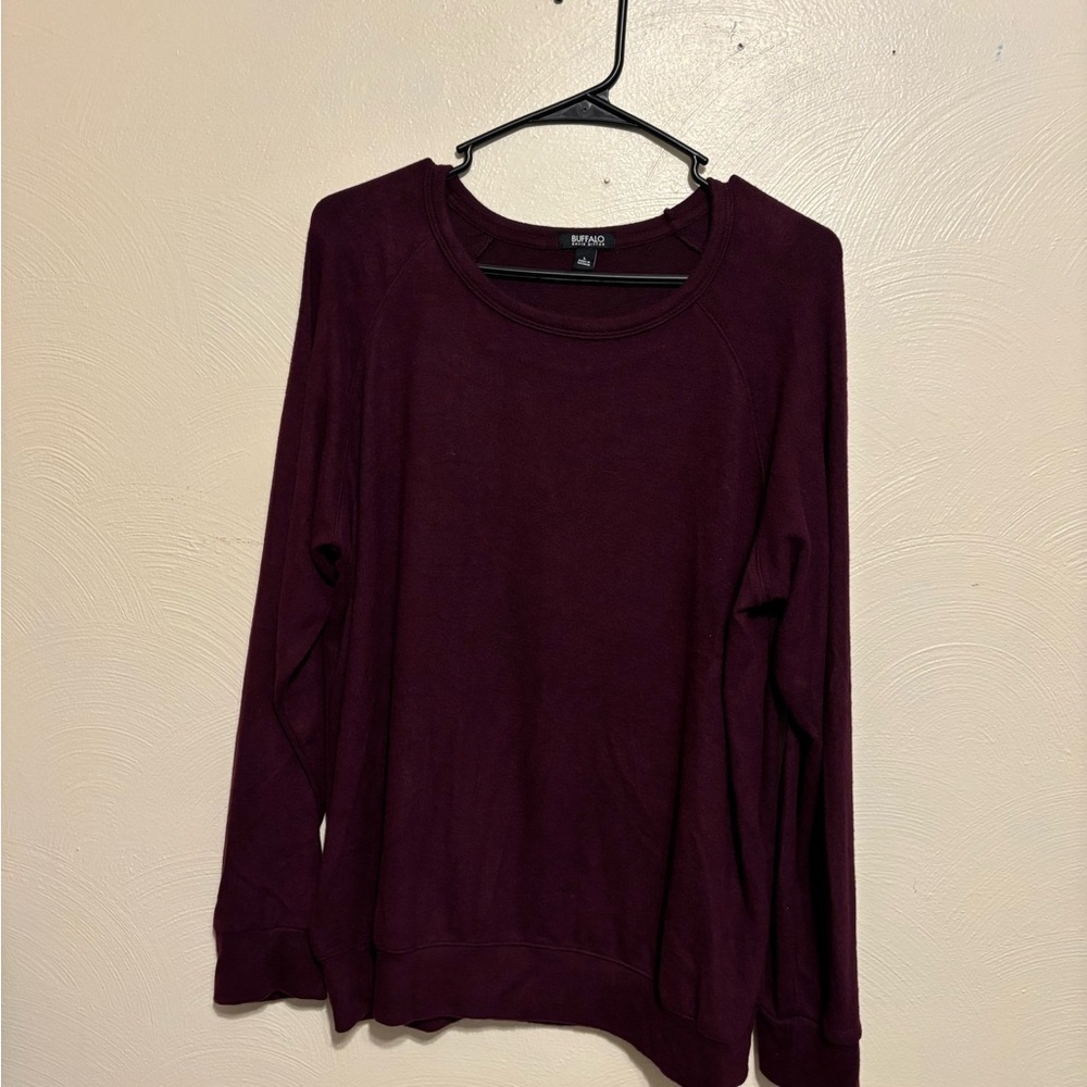 Buffalo David Bitton Purple Crewneck Hoodie Relaxed Fit